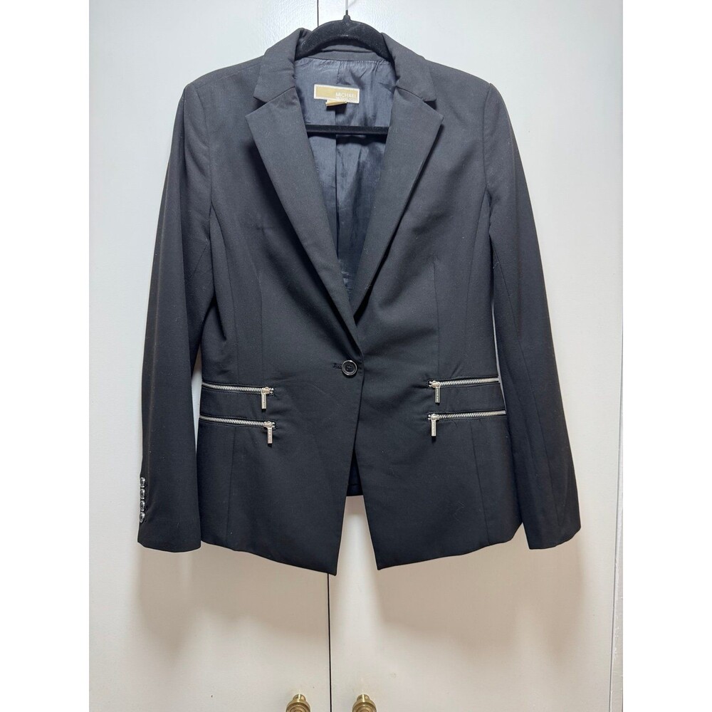 Michael Kors Black Blazer with Zip Detail – Size 10